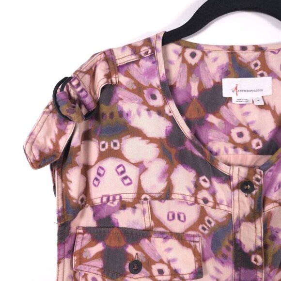 NWOT By Anthropologie Sleeveless Cutout Printed Jumpsuit Purple MEDIUM - Picture 8 of 16